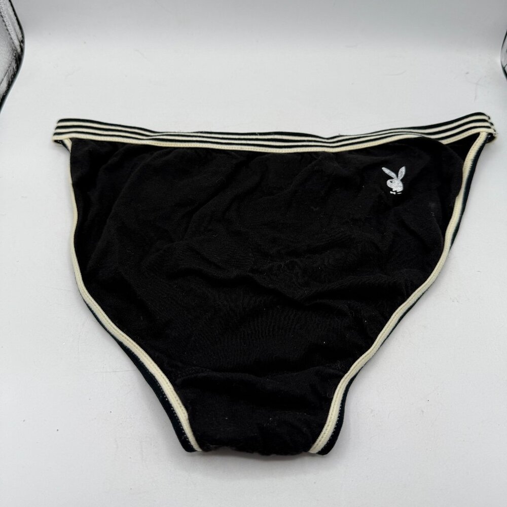 Vintage Playboy Bikini Panties | Size 6 | Black Cotton Retro Logo | Made in Hong